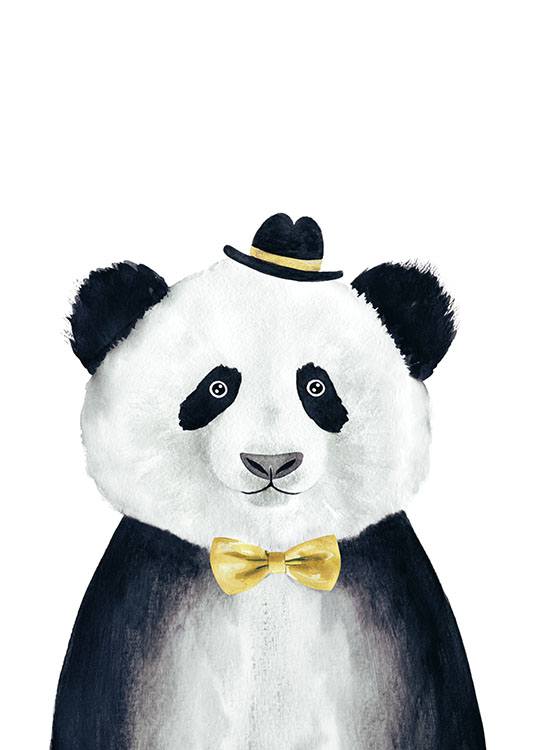 Panda With Hat Poster