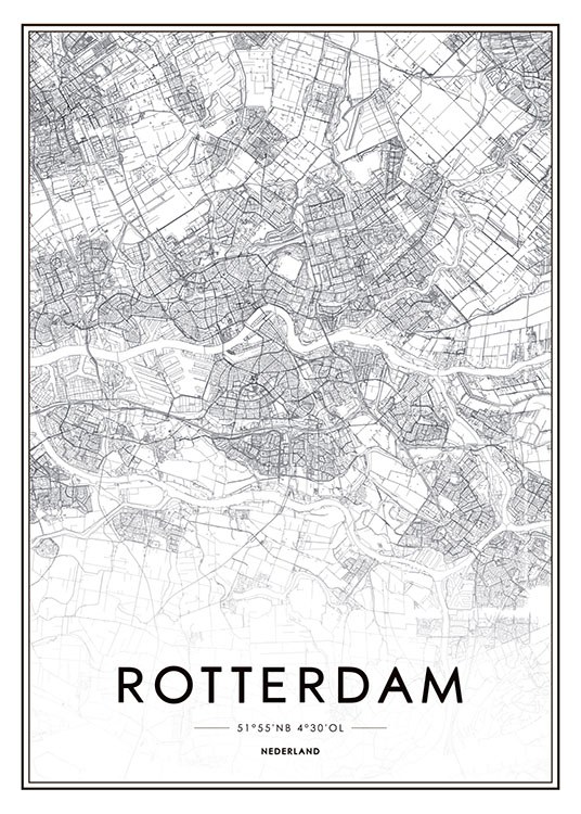 – Mappa in bianco e nero di Rotterdam