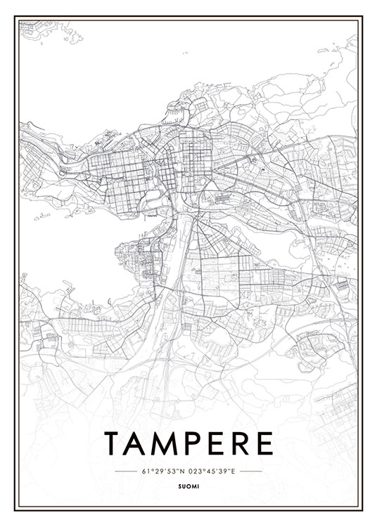 – Mappa in bianco e nero di Tampere