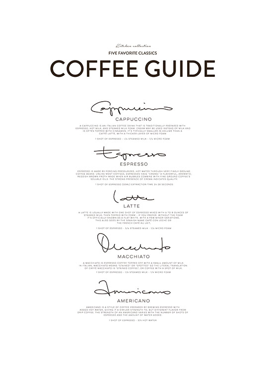 Five Coffee Classics Poster / Poster per la cucina presso Desenio AB (8556)