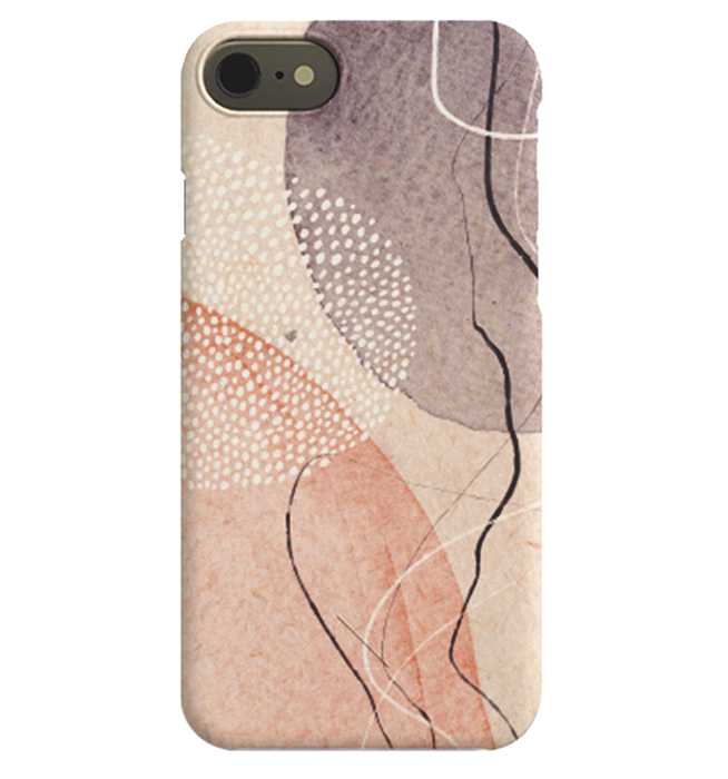  – Cover iPhone con forme astratte viola e rosa e una forma creata da puntini bianchi