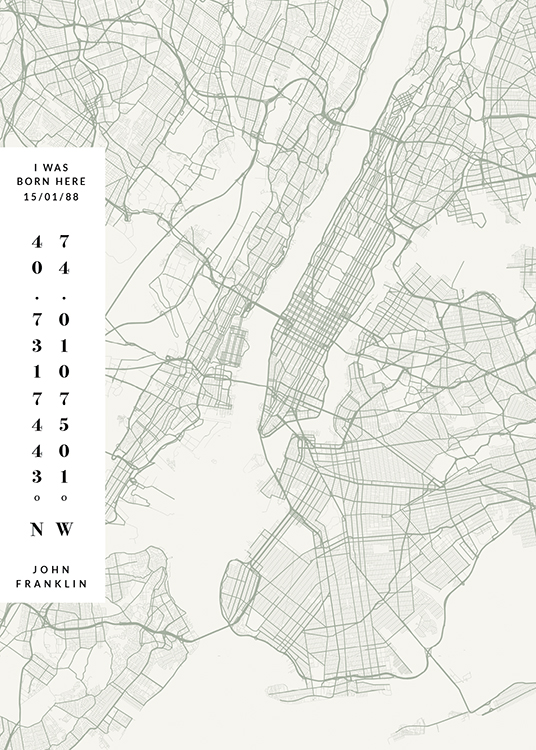  – Mappa di città verde e grigio chiaro con lettere e numeri in un riquadro