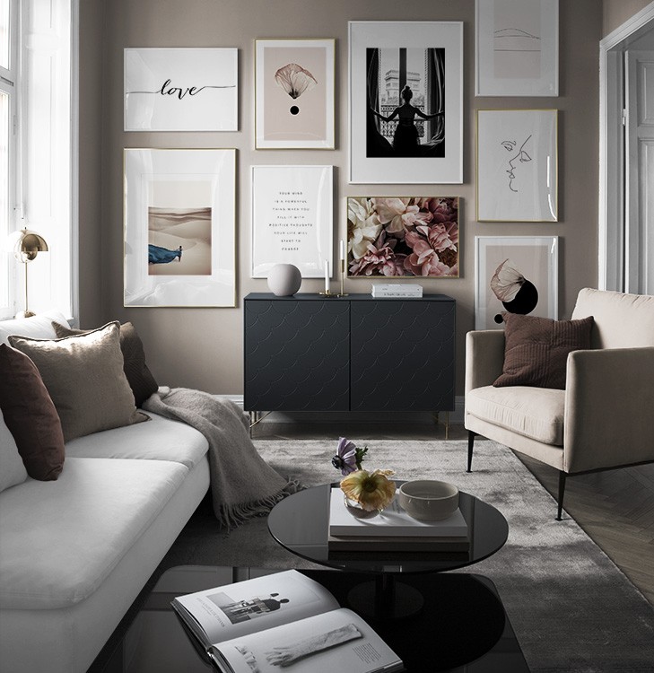 Soggiorno beige e nero